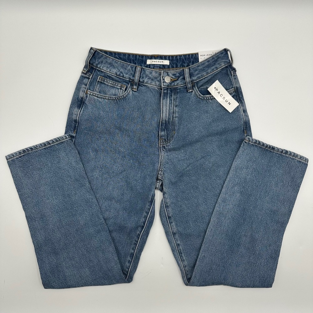 PacSun Mom Jean After Party Medium Blue High Rise Tapered Denim Pant Size 27 NWT